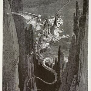 Dore, Divine Comedy, Descent, Geryon, Illustration, Print, Art, ~ 240707-WH 292